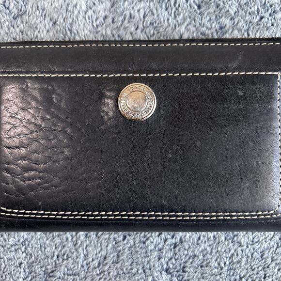 Coach Chelsea Leather Accordion Zip Around Logo Organizer Wallet Black & Purple - Picture 2 of 8